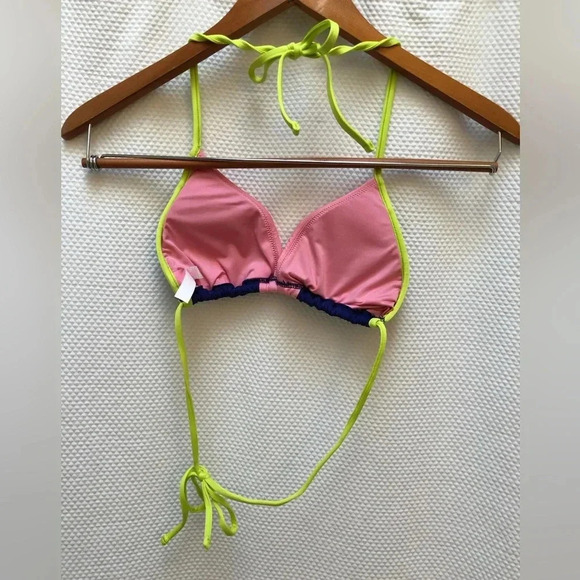Victoria’s Secret VS String Bikini Top, sz Small, Pink Navy Lime NWT - Picture 4 of 5